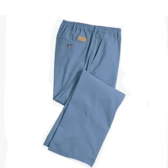 54L Men’s Haband Casual Joe Elastic Waist Twill Comfort Pants Cadet Blue - Picture 1 of 8